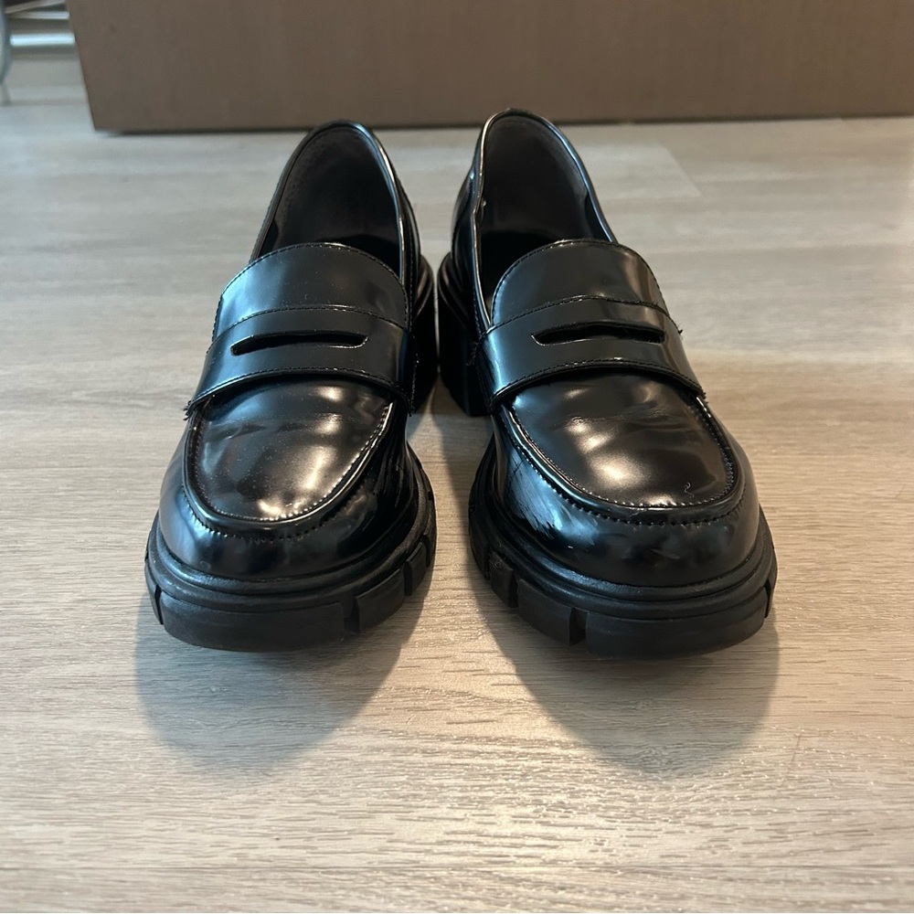 Crown Vintage Black Patent Leather Penny Loafers